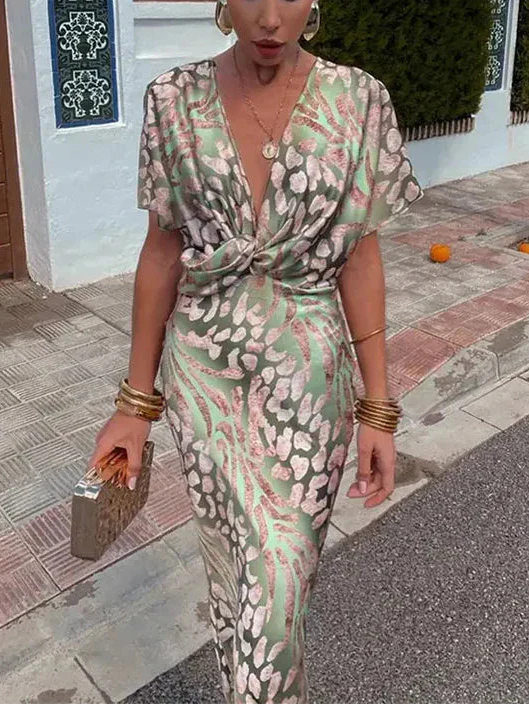 Élina | Robe Midi Satinée à Taille Drapée