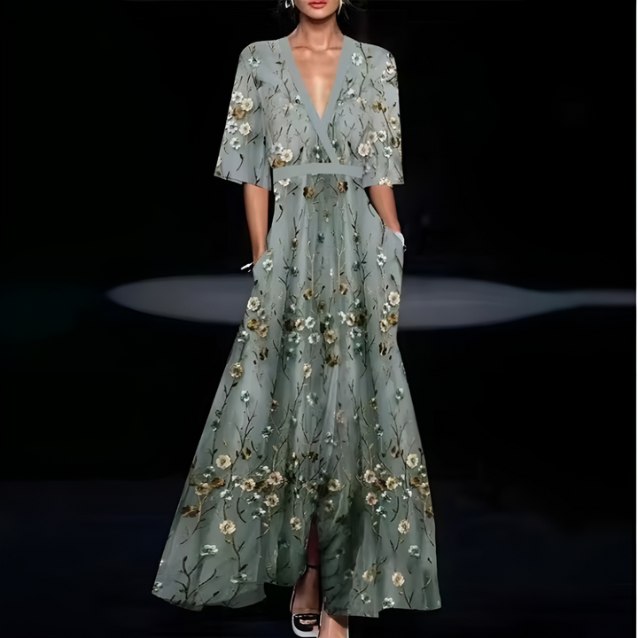 Fleurine™ | Robe Élégante à Motif Fleuri