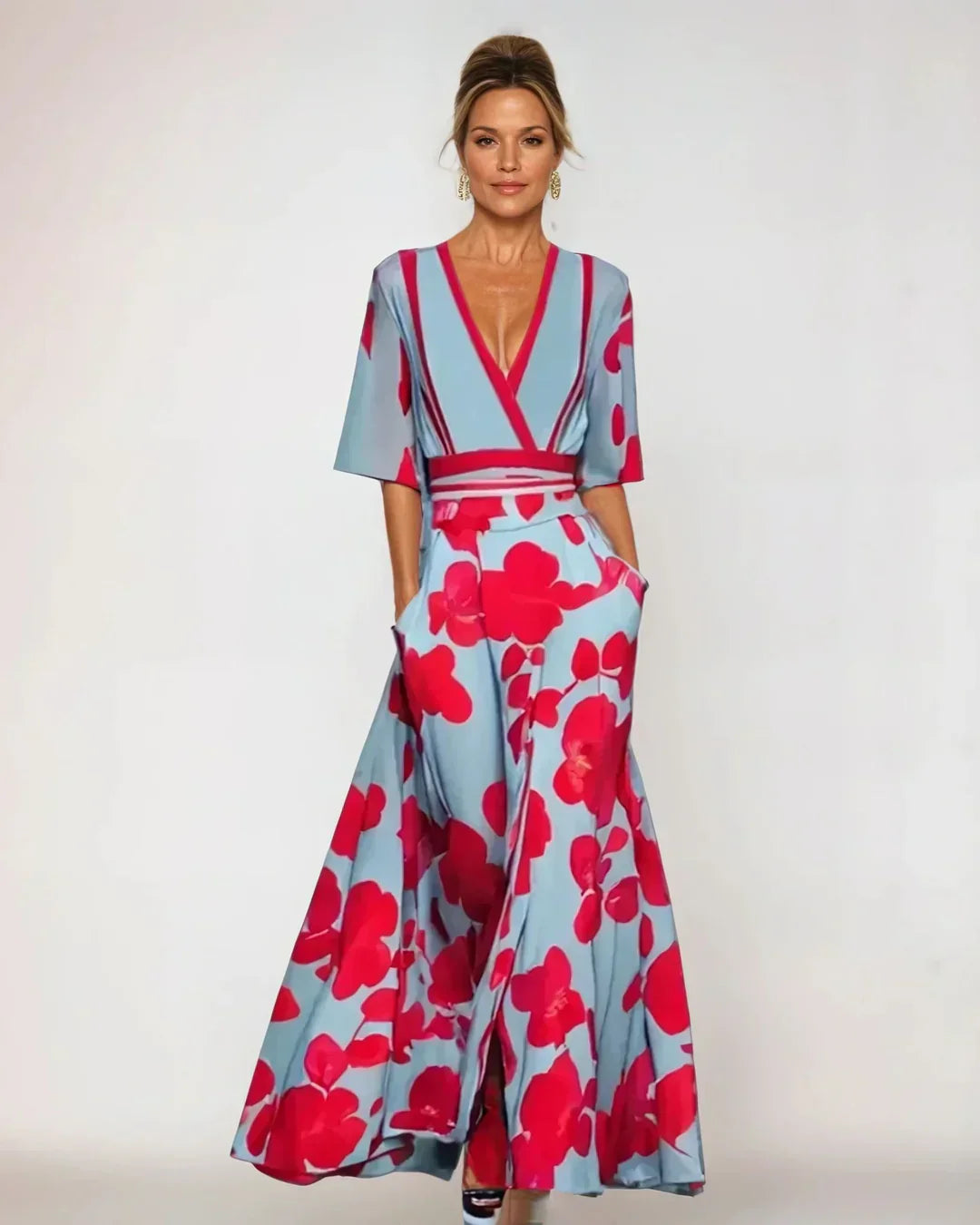 Fleurine™ | Robe Élégante à Motif Fleuri