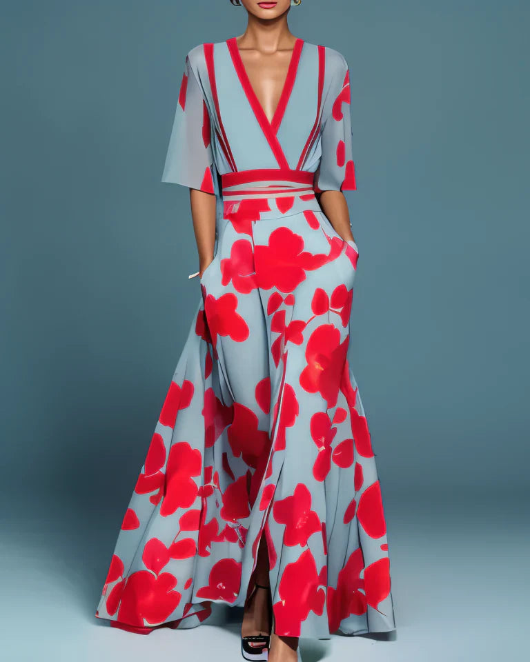 Fleurine™ | Robe Élégante à Motif Fleuri